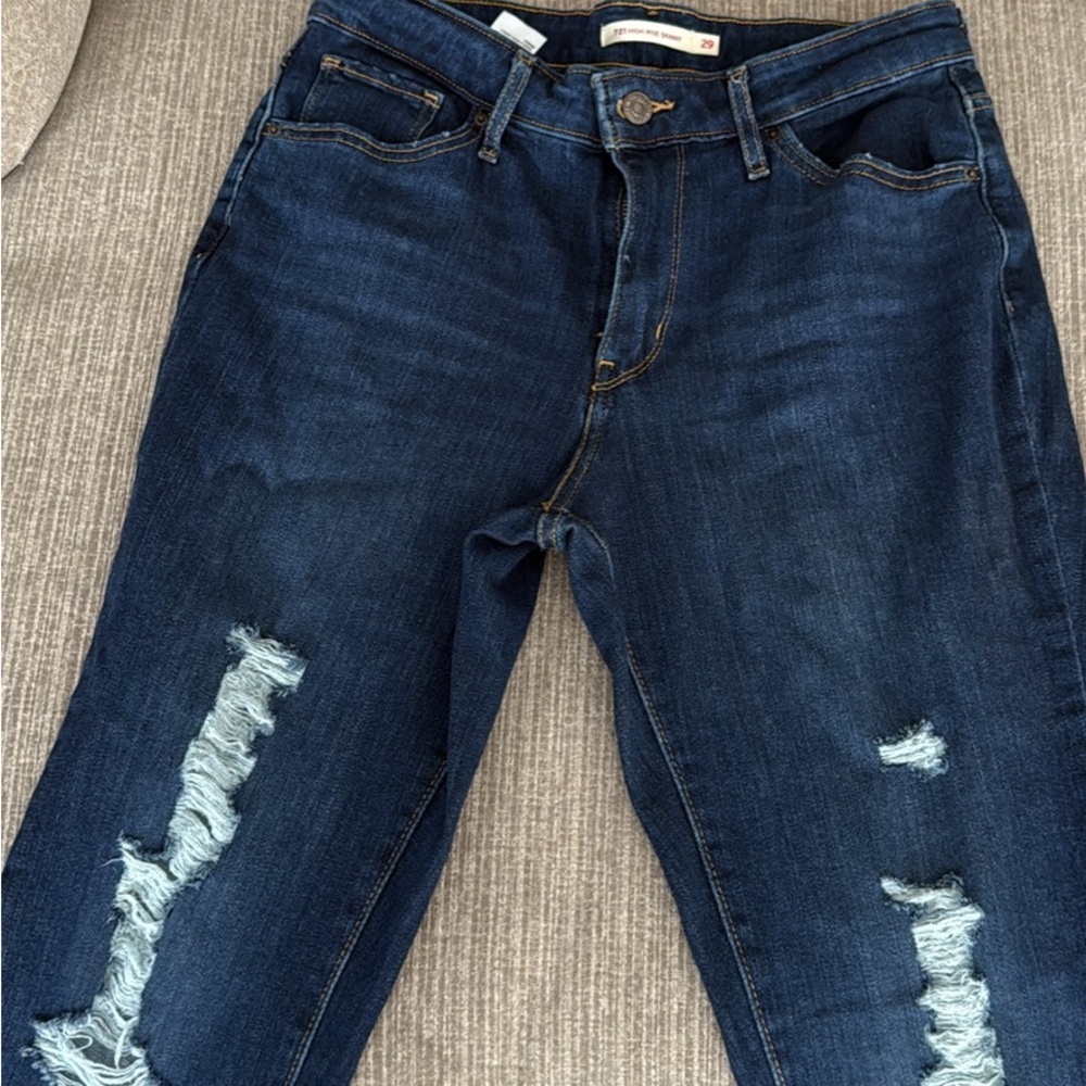 Levi's 721 High Rise Skinny Jeans - Indigo Blue - Picture 3 of 6
